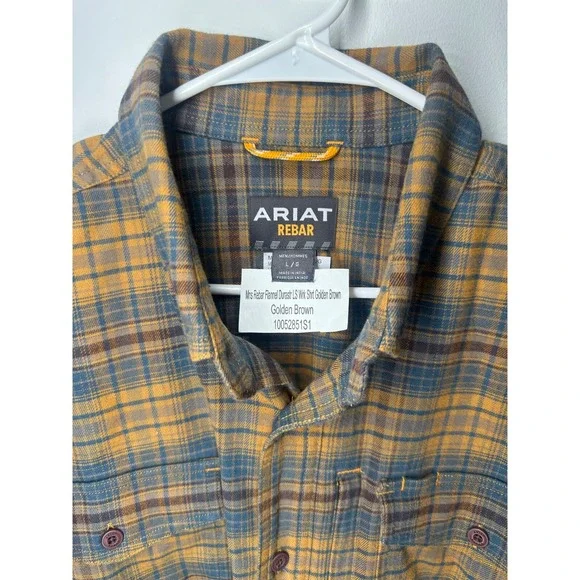 Ariat Rebar Flannel Durastretch Work Shirt Long‎ Sleeve Plaid Men's Size Large - Picture 3 of 4